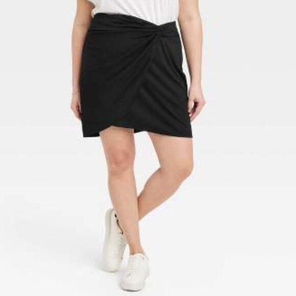 A New Day - Women's Ruched Ponte Mini Skirt - Black Size L - Picture 3 of 11